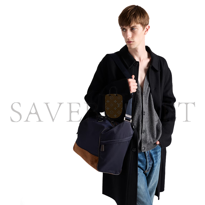 Pra*a re-nylon and leather shoulder bag 2vh180 (34*34*17cm)